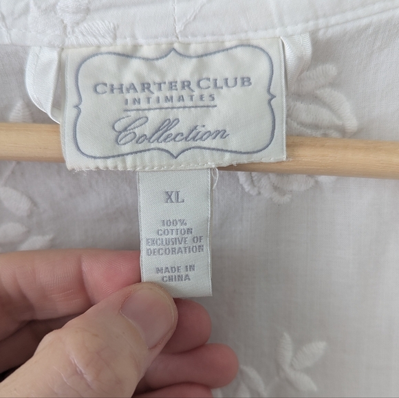 Vintage White Embroidered Floral Cotton Robe Cottagecore Dainty XL Bride - Picture 15 of 15